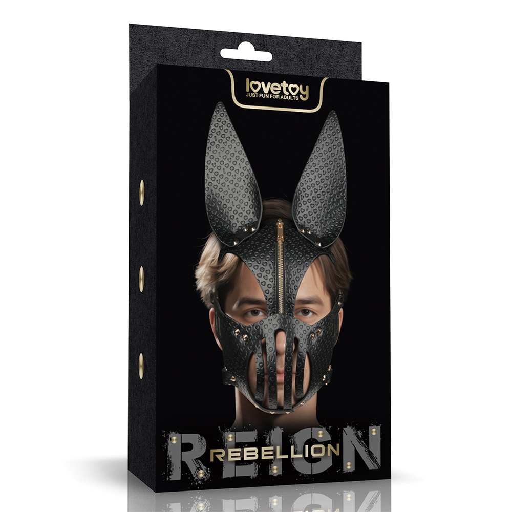 Rebellion Reign Dark Bunny – fetiš maska za celo lice sa zečjim ušima LV766008